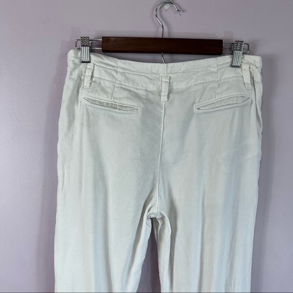 JOIE Jeans Lucilia Porcelain White Linen Blend Cropped Pleated Pants Size 2 - Picture 8 of 13
